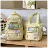 Mochilas para Crianças, Alunos do Ensino Fundamental, Anos 3-6, Mochilas Frescas e Fofas, Estilo Doce Cor Pura Camada Transparente Bolsa com Barra