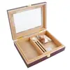 Caja de Almacenamiento Humidificadora de Madera para Cigarros Caja de Colección de Cigarros de Madera Maciza Caja Humidificadora de Cigarros Hecha a Mano Caja de Madera Cuadrada con Tapa abatible
