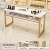 Mesa para Uñas 2026 Nuevo Modelo Individual Mesa Larga de Mármol Sintético Pequeño Juego de Mesa y Silla para Salón de Uñas Estación de Trabajo para Uñas