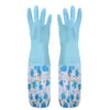 Guantes para lavar platos con forro polar invierno manga goma engrosada limpieza de cocina sanitarios hogar lavandería látex guantes cálidos