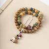 Pulsera de Cuentas de Buda de Sándalo Verde Semilla de Bodhi Loto Doble Círculo Sándalo Femenino Estilo Étnico Literario Joyería para Parejas Regalo