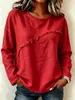 2026 Ropa de mujer europea y americana sitio independiente de Amazon otoño e invierno nuevo camiseta de manga larga de encaje empalmado con cuello redondo top casual