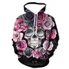 Suéter con Calavera para Hombre de Halloween Transfronterizo Impresión 3D Vestido de Pareja Holgado Deportivo con Capucha Traje de Béisbol