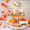 Producto Nuevo Transfronterizo Juego de 11 Piezas de Decoraciones de Bandeja en Capas de Otoño Calabaza de Acción de Gracias Hoja de Arce Gnomo Artesanía de Madera