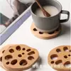 Posavasos para Tazas de Agua de Restaurante, Posavasos de Madera Maciza para Tazas de Café Comerciales, Posavasos para Platos y Tazones, Posavasos Creativos de Madera para Ceremonia del Té, Rodaja de Raíz de Loto, Aislantes de Calor