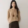 Nuevo Suéter de Cachemira para Mujer Otoño/Invierno 2026, Cachemira Pura de Cabra, Manga Larga, Cuello Redondo, Top Versátil, Suéter de Punto Cálido, Engrosado