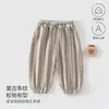 Calças infantis para primavera e outono, roupas de bebê para meninos e meninas, calças de moletom para sair, calças casuais versáteis listradas, roupas infantis
