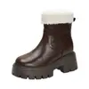 9118-3 Botas Martin de Suela Gruesa de Lana de Cordero Botines Cortos para Mujer 2026 Invierno Más Terciopelo 10cm Altura Interior Pequeña Botas que Aumentan la Altura