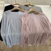 Camiseta Feminina de Proteção Solar 100% Lyocell Tencel Clareadora e Fácil de Combinar 5 Cores, Leve, Solta e Versátil Blusa Casual para o Verão