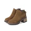 Novas Botas de Cano Curto com Salto Grosso Femininas Salto Alto Mesa d'Água Alta Nó de Cadarço Botas Curtas X2303014