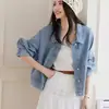 Mismo Estilo que en el Centro Comercial, Nuevo Diseño de Bolsillo Primavera y Otoño 2026 Chaqueta Corta de Mezclilla Versátil para Viajes Diarios para Mujer, Azul Claro