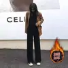 2025 Nuevos Pantalones Casuales de Chenilla de Cintura Alta Otoño e Invierno Nuevos Pantalones de Pana de Pierna Ancha Sueltos Rectos con Caída para Mujer