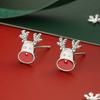 Pendientes de plata de ley S925 con diseño de alce, copo de nieve, astas pequeñas, elegantes y frescos, para mujer.