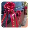 Fita Laço Vermelho Brilhante Dupla Face Flor Artificial Amarrada à Mão para Carro de Casamento, Caixa de Doces, Caixa de Presente, Fita de Amarração para Cerimônia de Abertura, Volta às Aulas, Casamento