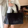 Bolsa de Raya Grande Texturizada para Viajes de Otoño e Invierno, Bolsa de Hombro de Felpa de Gran Capacidad Simple, Bolso de Hombro de Moda