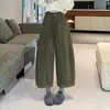 Pantalones de pana retro de nueve puntos con sentido del diseño para mujer 2026 Otoño/Invierno Nuevos Pantalones casuales de pierna ancha 100% algodón Pantalones cortos para mujer