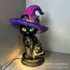 Lámparas de Sombrero de Bruja Resina Gótico Noche de Halloween Lámpara de Sombrero de Gato Bruja Adorno