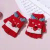 Luvas de Meio Dedo Cartoon para Crianças Luvas de Tricô de Inverno Flip Luvas Quentes Espessas Fofas para Meninos e Meninas