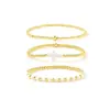 Conjunto de Pulseiras Europeias de Moda em Cobre Banhado a Ouro 14k com Pérolas para Mulheres Design Exquisito Versátil Senso de Moda Joias de Mão