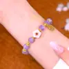 Pulseira Flor de Pessegueiro Ametista Design de Nicho Feminino Ametista Sintética Estilo Antigo Pulseira Flor de Pessegueiro Presente de Aniversário para Melhor Amiga