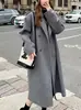 Elegante Casaco de Lã para Mulheres, Novo Sobretudo de Lã Outono e Inverno 2024, Trench Coat Petite, Estilo Hepburn, Estilo Coreano