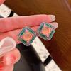 Pendientes retro de mediados de la antigüedad, pendientes vintage de corte para mujer, pendientes elegantes y sencillos de estilo francés de mediados de la antigüedad con esmalte de gota de color en contraste para mujer.