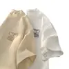 Camiseta de manga corta Waffe Ice Silk para hombre, estilo coreano de verano, ropa de marca de moda, bordada, holgada, de media manga, estilo americano, de peso pesado.
