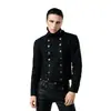 Nueva chaqueta de otoño vintage estilo corte con doble fila de botones plateados, cuello alto, botones diagonales, chaqueta negra ajustada, abrigo simple y versátil