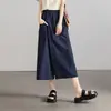 Calidad Mostrador Nuevo Moda Verano 2025 Cintura Alta Aspecto Adelgazante Perezoso Relajado Casual Color Puro Falda Pantalón Línea A para Mujer