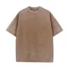 Camiseta Lavada Europeia e Americana Transfronteiriça, Oversized, Tamanho Grande, Solta, Vintage, Desgastada, Lavada, Padrão Floco de Neve, Algodão Puro, Camiseta de Exportação