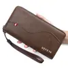 Bolso de mano tipo clutch largo con cremallera para hombre de fábrica, billetera casual de negocios con múltiples tarjetas, envío directo disponible