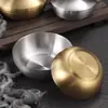 Tigela de aço inoxidável 304 de camada única estilo coreano com tampa, prato de molho multiuso na cor dourada, prato de kimchi, tigela de molho de arroz