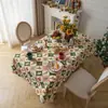 Nova Toalha de Mesa Retangular para Mesa de Jantar e Mesa de Centro, Jacquard Tingido Algodão e Poliéster, Estilo Retro Americano, Natal, Árvore de Natal