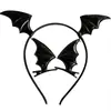 Set de Diadema y Pasador de Murciélago para Halloween Accesorios de Cuero de Pequeño Diablo Accesorios para Fiestas Festivas Accesorios para el Cabello