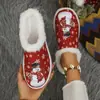 Nuevos Zapatos de Mujer Tallas Grandes Transfronterizos Pantuflas de Algodón Navideñas Pantuflas de Algodón Estilo Festivo para Mujer Algodón Peludo Cómodo Plano de Otoño e Invierno para Mujer