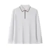 260g Camisa Polo Nueva de Manga Larga con Cuello de Solapa Moda Cuello de Solapa Holgada Polo con Cremallera Ropa de Trabajo para Hombres y Mujeres Estampada