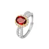 Anillo de Plata de Ley S925 para Mujer con Granate, Cristal, Peridoto, Piedras Preciosas Naturales, Anillo para Dedo Índice, Popular en Xiaohongshu