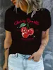 Envío Gratuito Transfronterizo 180g En Stock Estación Independiente Ropa de Mujer Europea y Americana Transfronteriza Estampado de Cerezas Manga Corta Aliexpress Amazon Camarón
