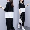 Nuevo Estilo Coreano de Moda Suelto de Talla Grande de Dos Piezas Casual Leggings Elegante Traje Adelgazante para Mujer