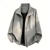 2026 Nueva Chaqueta Cruzada para Hombre Tie-Dye de Piel PU, Moda Tendencia Cuello Alto Corte Holgado Tallas Grandes Chaqueta Casual