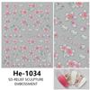 Novos Adesivos de Unha Redanco 5D Embossed Estilo Ins Flor Luz Flores Adesivos para Unha Estéreo He-1034
