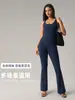 Mono de Estilo Europeo y Americano con Espalda Descubierta y Diseño Calado, Levantamiento de Glúteos de Durazno, Pantalones de Fitness Acampanados, Top sin Mangas, Conjunto de Yoga de una Pieza Dlt006
