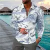 2026 Europeu e Americano Transfronteiriço Masculino com Zíper Casual Personalidade Masculina Impressão Digital 3D Camisa Polo de Manga Longa