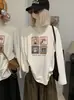 KEKEZOON Camiseta de Manga Larga con Cuello Redondo y Estampado de Gatos y Perros de Cuatro Diseños, Corte Holgado, de Longitud Media, Venta al por Mayor 9058