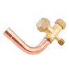 Codo de válvula de cierre de tres vías de aire acondicionado, boquilla de fluoruro de refrigerante de alta y baja presión, válvula de cierre externo de aire acondicionado, codo de tubo recto