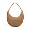 Bolso Nuevo Tejido a Mano, Bolso de Mano de Gamuza, Bolso de Bola de Masa de Moda, Bolso de Media Luna Retro, Bolso de Hombro de Gama Alta
