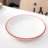 Platos con Dibujo de Línea Pintados a Mano, Platos de Cerámica Sencillos con Color Bajo Esmalte para Cena, Vajilla para Hotel y Hogar, Color Bajo Esmalte Estilo Nórdico