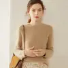 Suéter de cachemira cuello redondo mujer cachemira engrosado color liso suelto ajuste slim suéter tejido suéter básico manga larga