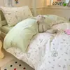 Juego de ropa de cama de tres piezas para cama individual de dormitorio estudiantil, 100% algodón, funda de edredón de dibujos animados, sábana plana y sábana bajera, nuevo modelo 2026