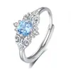 Anillo de tesoro de color natural de lujo vida amor S925 plata de ley lujo ligero alta gama joyería de cristal para mujer accesorios al por mayor